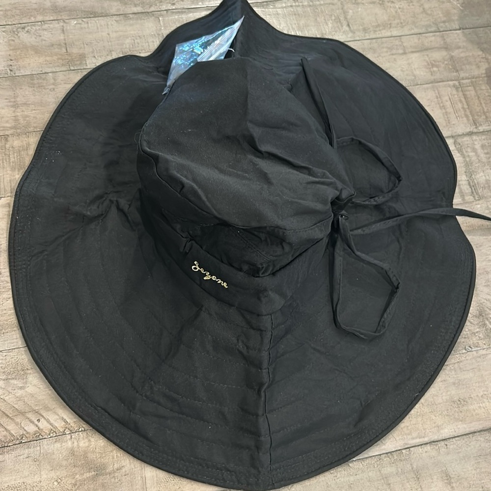 NWOT Canvas Bucket Hat Foldable Adjustable Drawcord Wide Brim Hiking Beach